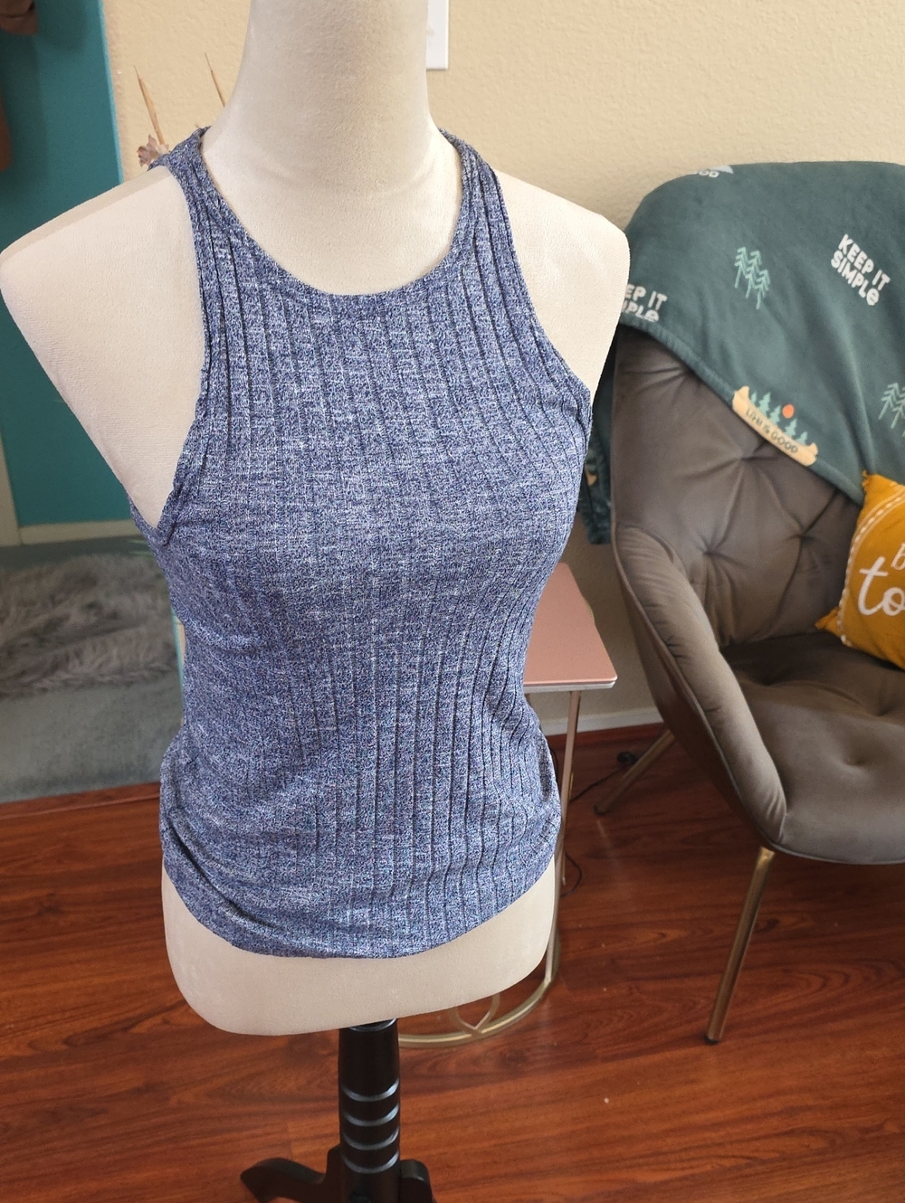 Madewell Heathered Blue Ribbed Tank
